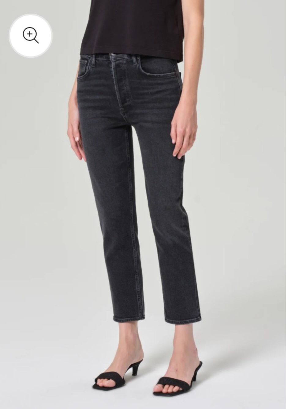 AGOLDE Riley High-Rise Straight Crop Jeans Washed Black Sz31 - Picture 3 of 11